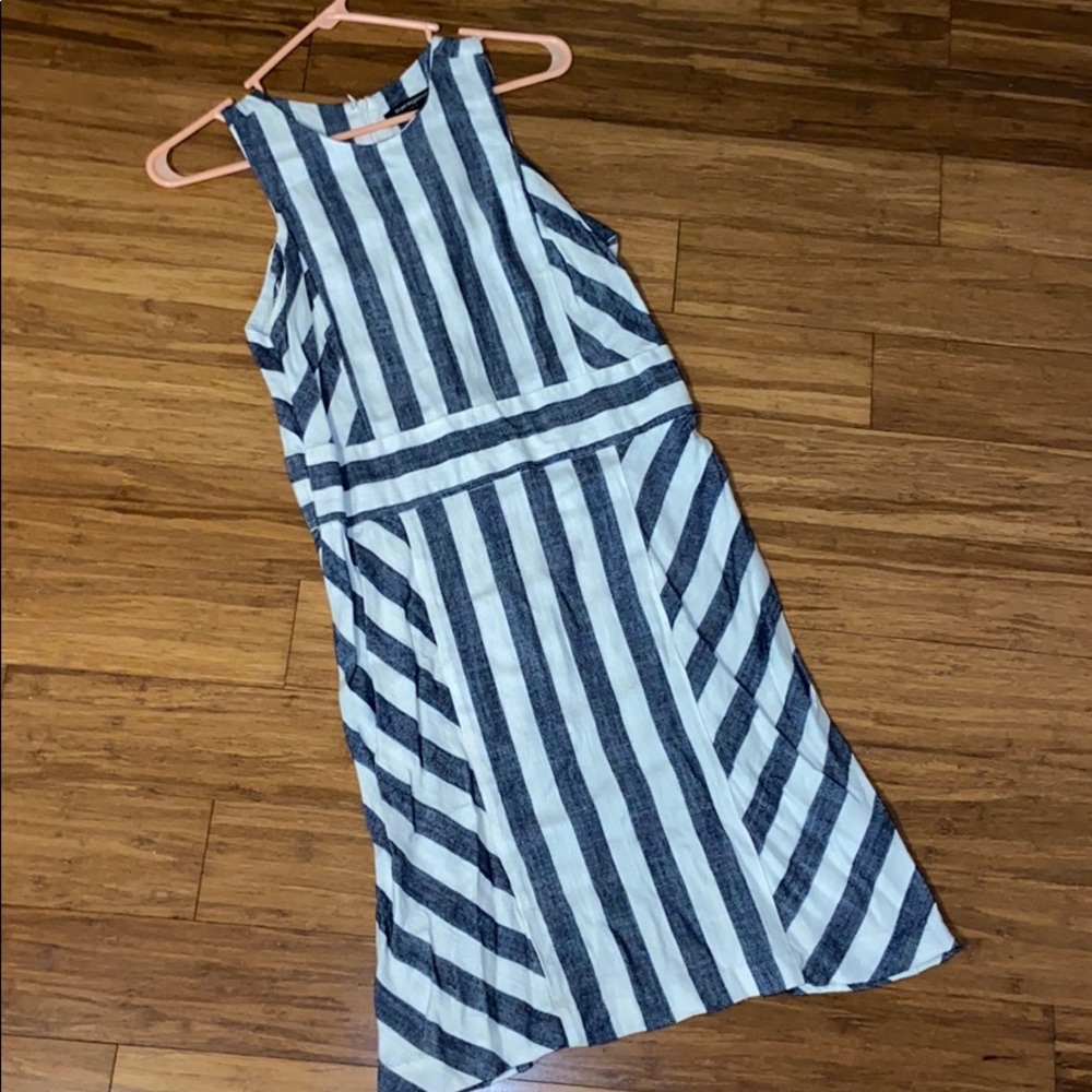 Blue and white striped cocktail dress